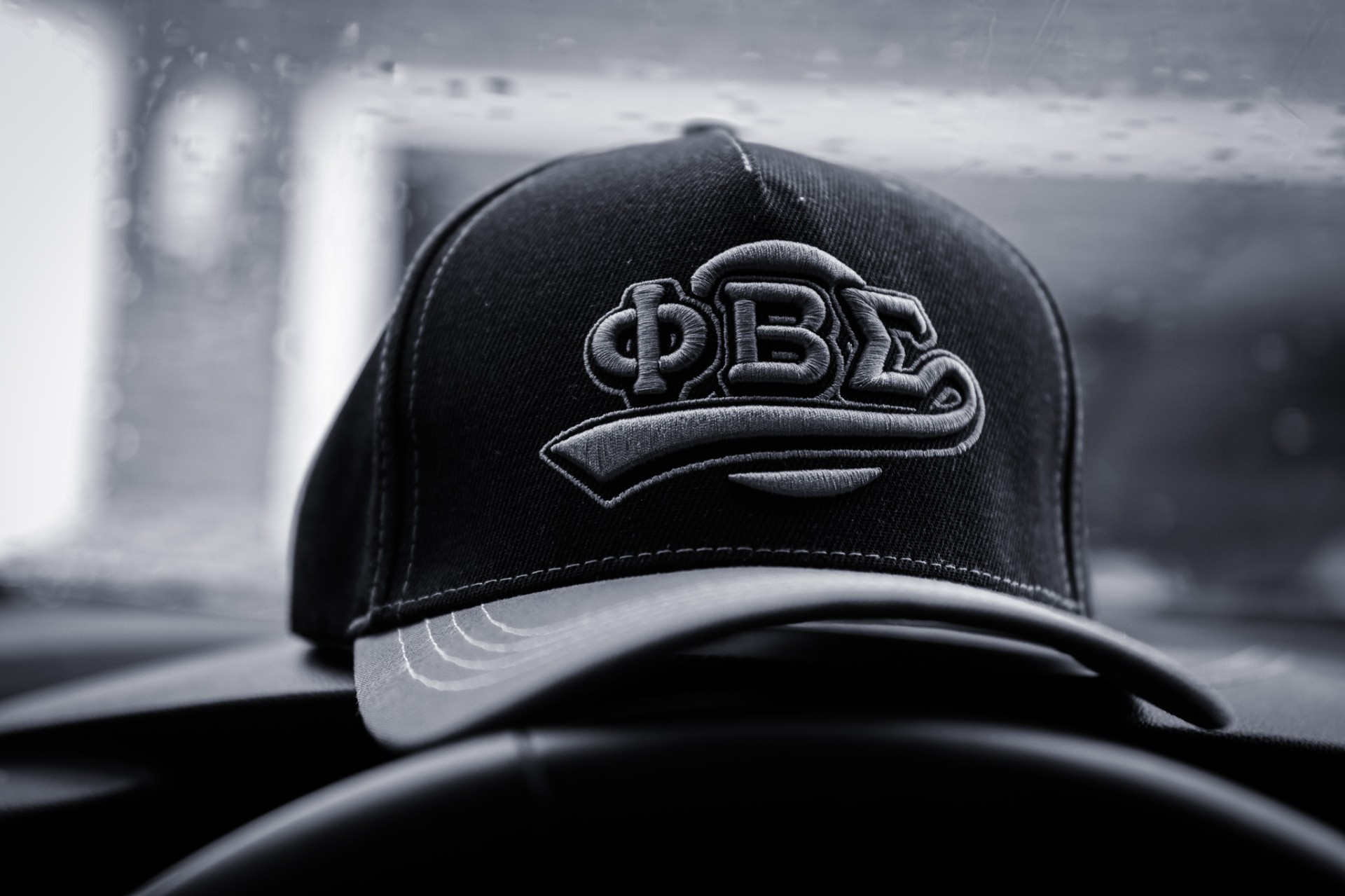 Phi Beta Sigma embroidered cap — moody black & white