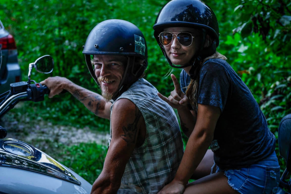 Couple on a motorcycle